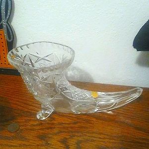 Vintage Lead Crystal Horn Of Plenty
